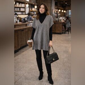 Eileen Fisher Grey V-Neck Tunic